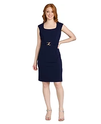 R & M Richards Petite Sleeveless Belted Sheath Dress