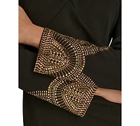 Donna Karan New York Women's Long Sleeve V-neck Hot Fix Sheath Midi Dress