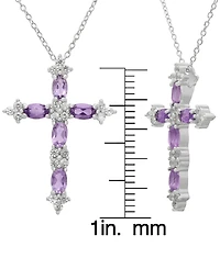 Macy's 2-Pc. Amethyst & White Topaz Pendant Necklace & Earrings Set (2.35 ct. t.w.) in Sterling Silver