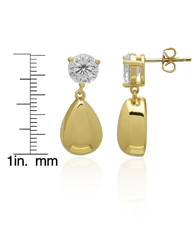Macy's Lab-Grown White Sapphire Pear Drop Earrings (3-1/5 ct. t.w.) in 14k Gold Over Sterling Silver