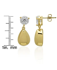 Macy's Lab-Grown White Sapphire Pear Drop Earrings (3-1/5 ct. t.w.) in 14k Gold Over Sterling Silver