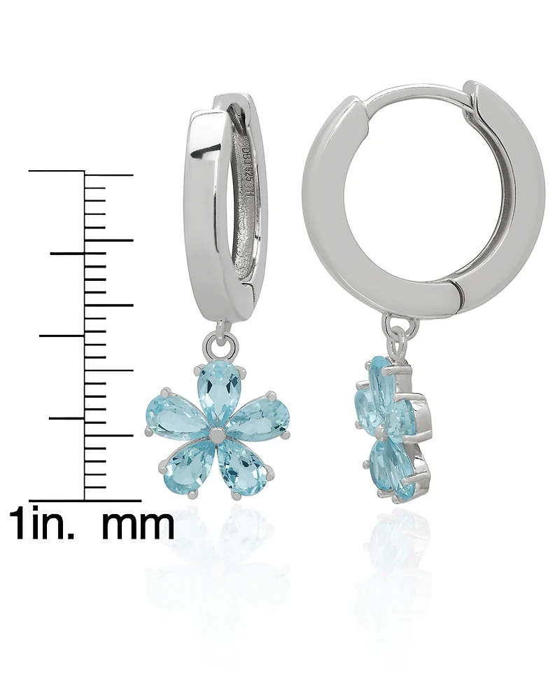 Macy's Blue Topaz Flower Dangle Hoop Earrings (2-5/8 ct. t.w.) Sterling Silver (Also Amethyst or Lab-Grown Magenta Sapphire)