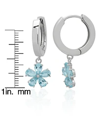 Macy's Blue Topaz Flower Dangle Hoop Earrings (2-5/8 ct. t.w.) Sterling Silver (Also Amethyst or Lab-Grown Magenta Sapphire)