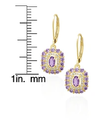 Macy's 2-Pc. Amethyst & White Topaz Pendant Necklace & Earrings Set (3.13 ct. t.w.) in Yellow Gold Plated Sterling Silver