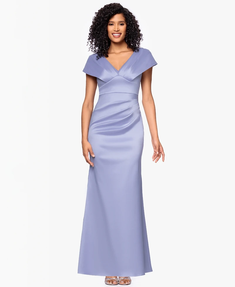 Betsy & Adam Petite V-Neck Long Sheath Dress