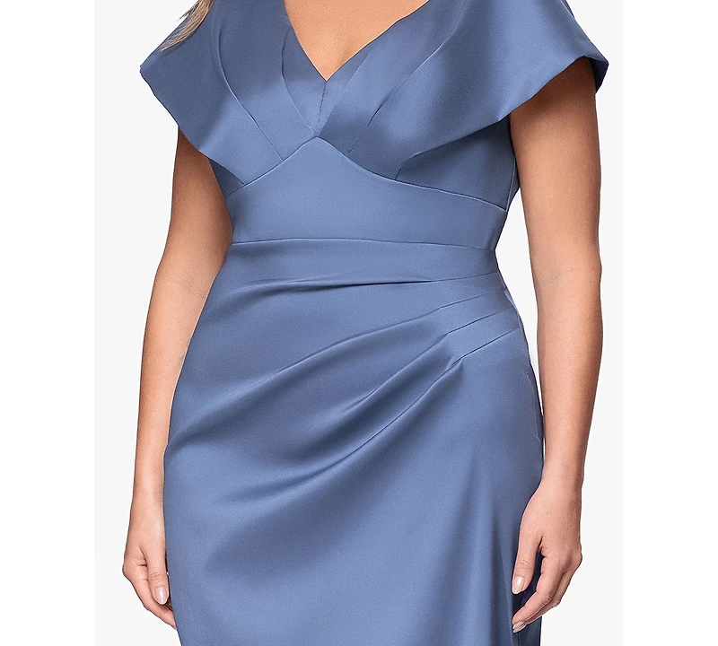 Betsy & Adam Plus V-Neck Long Dress