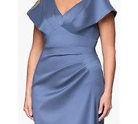 Betsy & Adam Plus V-Neck Long Dress