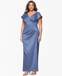 Betsy & Adam Plus V-Neck Long Dress