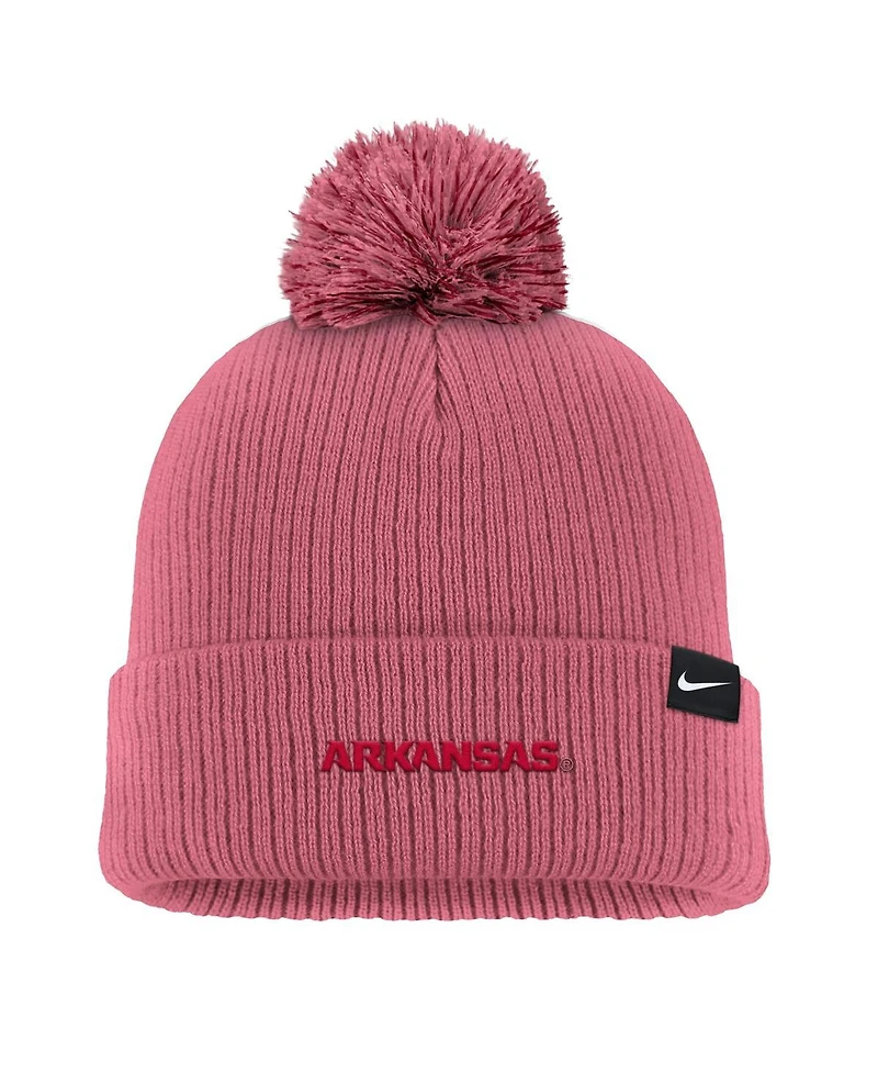 Men's Pink Arkansas Razorbacks Tonal Peak Cuffed Knit Hat with Pom