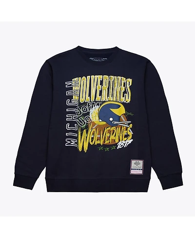 Men's Navy Michigan Wolverines Half Time Fleece Sweatshirt