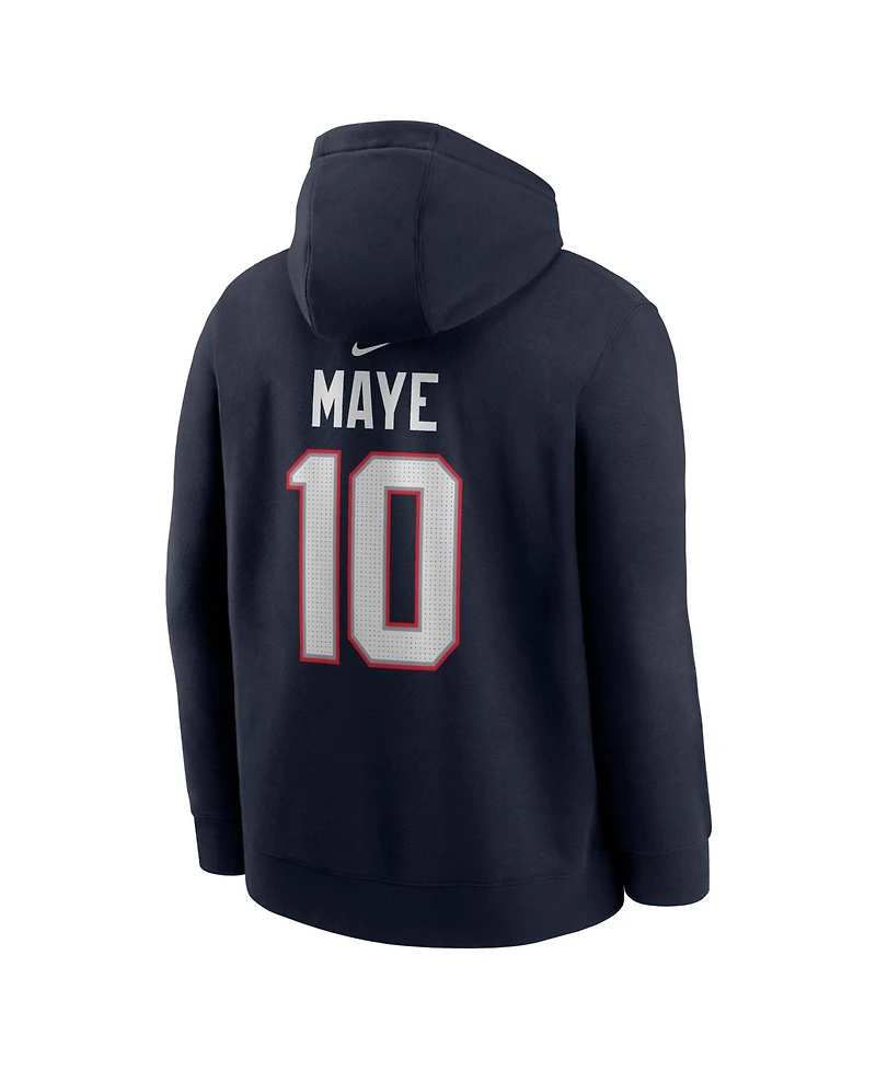 Nike Men's Drake Maye Navy New England Patriots Player Name Number Fleece Hoodie