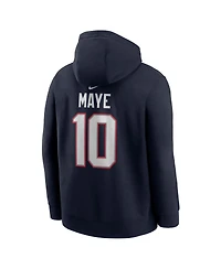 Nike Men's Drake Maye Navy New England Patriots Player Name Number Fleece Hoodie