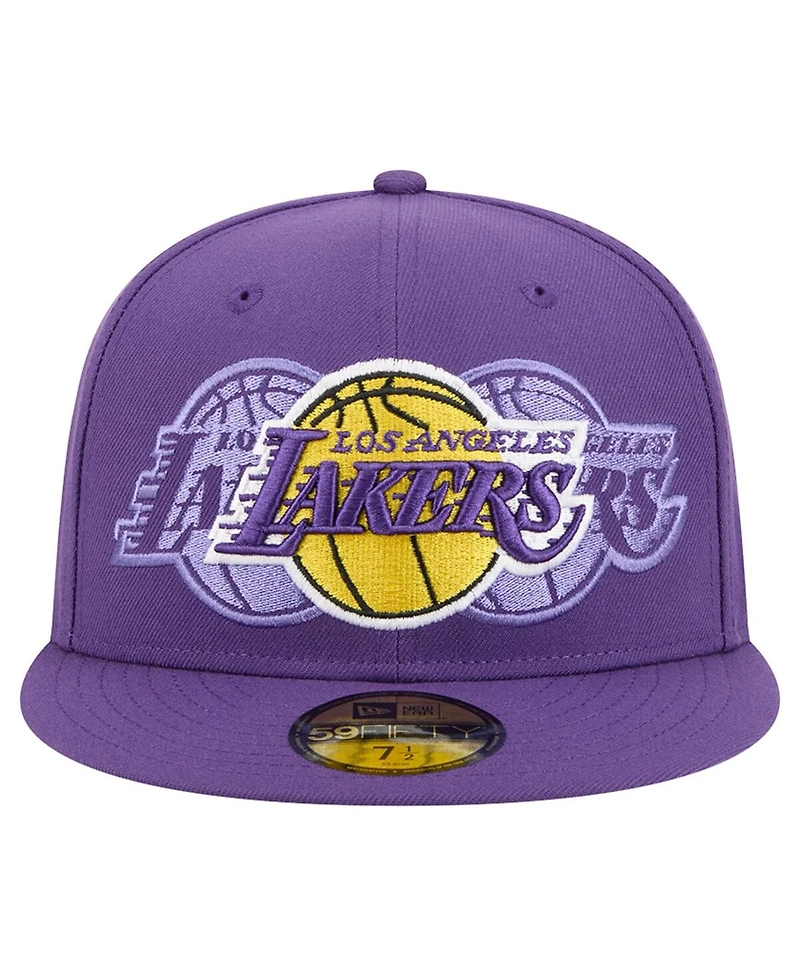 New Era Men's Purple Los Angeles Lakers Tri-Hit 59Fifty Fitted Hat