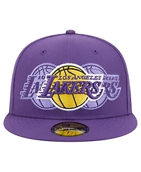 New Era Men's Purple Los Angeles Lakers Tri-Hit 59Fifty Fitted Hat