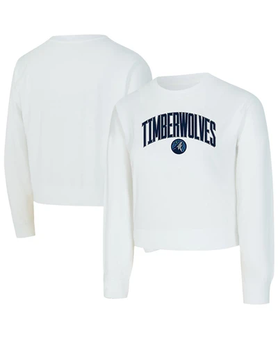 Concepts Sport Women's White Minnesota Timberwolves Laney Chenille Cropped Long Sleeve T-Shirt