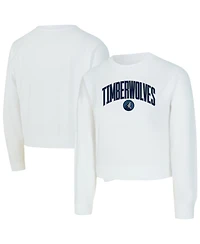 Concepts Sport Women's White Minnesota Timberwolves Laney Chenille Cropped Long Sleeve T-Shirt
