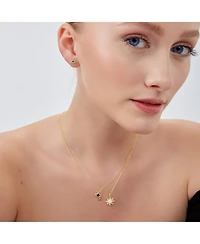 Spero London Dark Blue Saturn Necklace With Star Sterling Silver