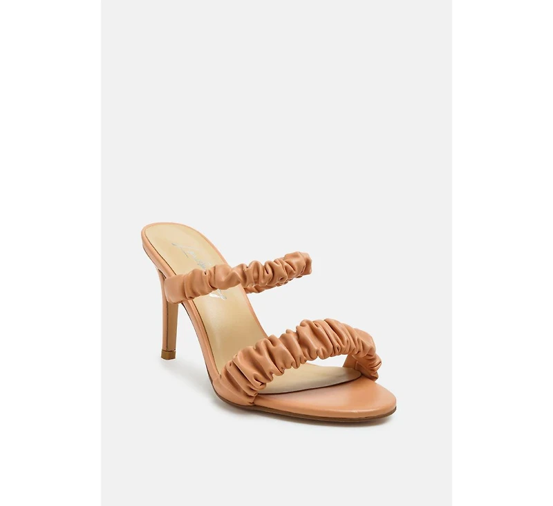 Qualie Ruched Strap Stiletto Heel Sandals