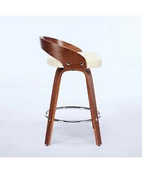 Casainc Set of 2 Swivel Wood Bar Stools with Low Back and Cushioned Seat, 25'' Height