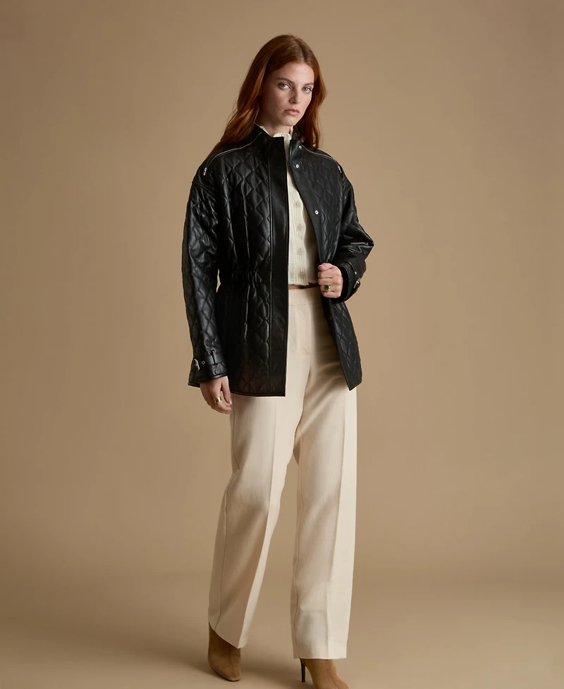 Furniq Uk Women's Genuine Leather Jacket, Black