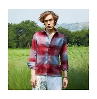 Campus Sutra Men's Venetian Red & Coin Grey Vignette-Checkered Oversized Shirt