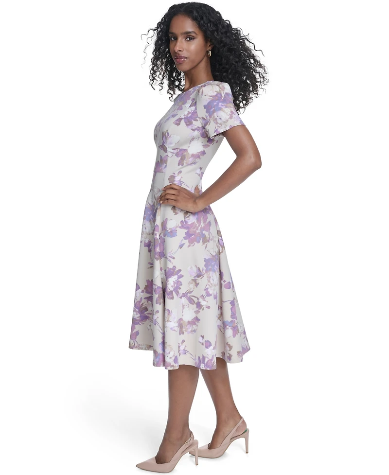 Calvin Klein Women's Short-Sleeve Scuba Midi Dress