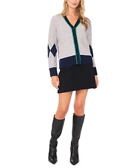 Vince Camuto Women's Elbow Argyle Long-Sleeve Sweater