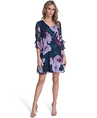 Calvin Klein Women's Three-Quarter Sleeve V-Neck Short Dress