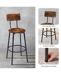 Casainc Round Stool Set with Shelf and Backrest