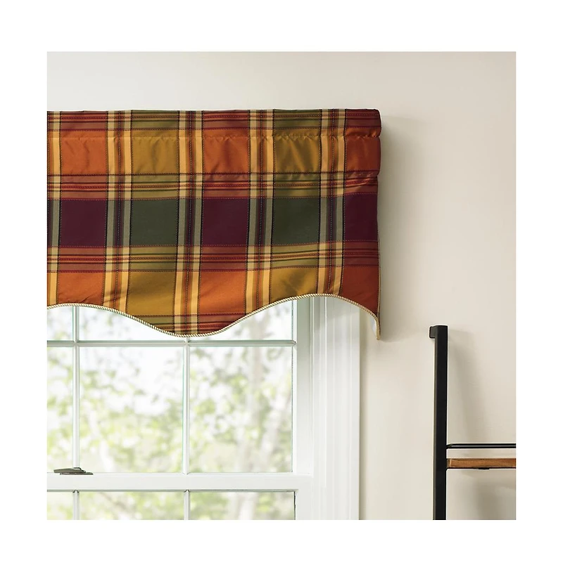Ellis Curtain Boroughs Plaid Duchess 3" Rod Pocket Filler Valances for Windows 50" x 15" Plum