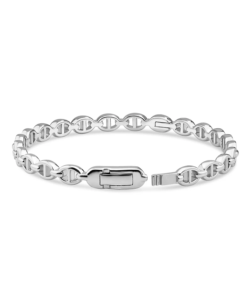 Devata Mariner Anchor Bangle Bracelet in Rhodium Plated Sterling , Size