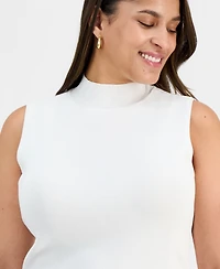Tahari Asl Plus Mock-Neck Sleeveless Sweater
