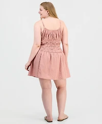 And Now This Trendy Plus Striped Smocked Mini Dress, Macy's Exclusive