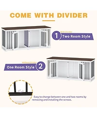 Homsee 71 Inch Dog Crate Furniture, Heavy-Duty Wooden Dog Kennel with Trays and Divider for Large Medium Dogs