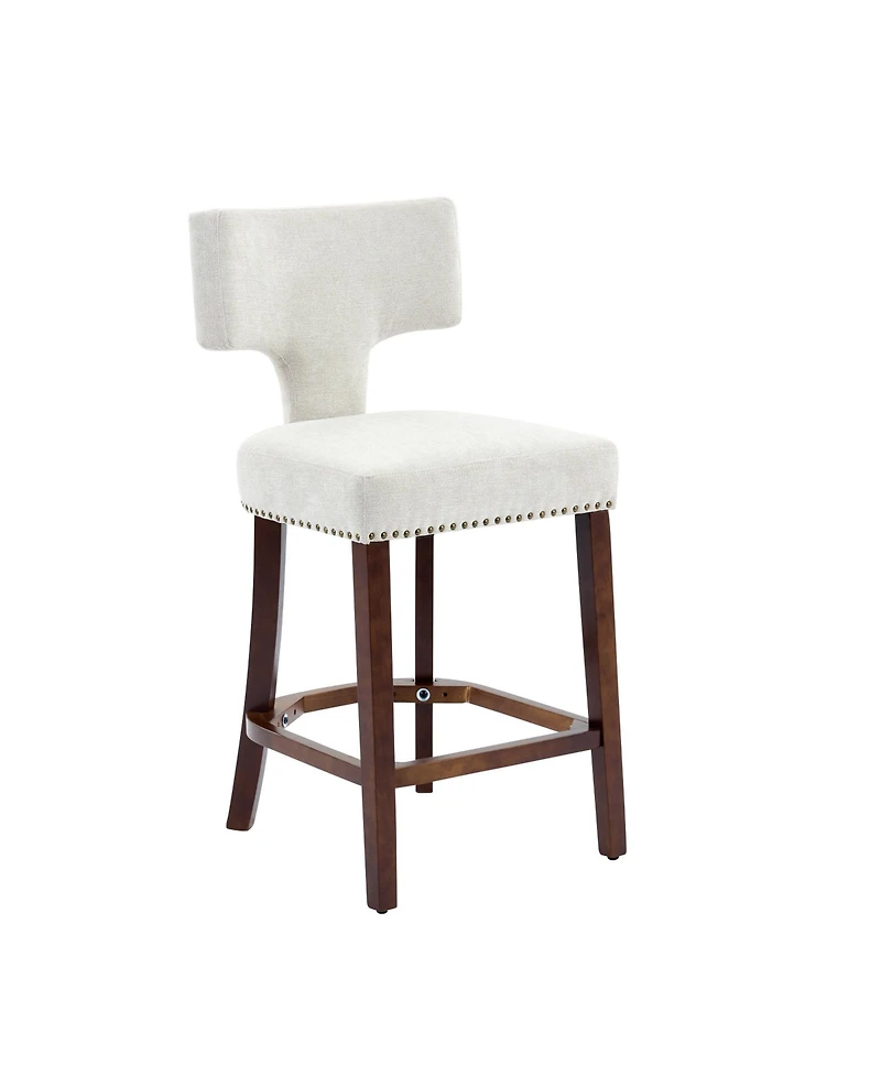 sumyeg Set of 2 Mid-Century Counter Stools with Curved Back and Upholstered Seat