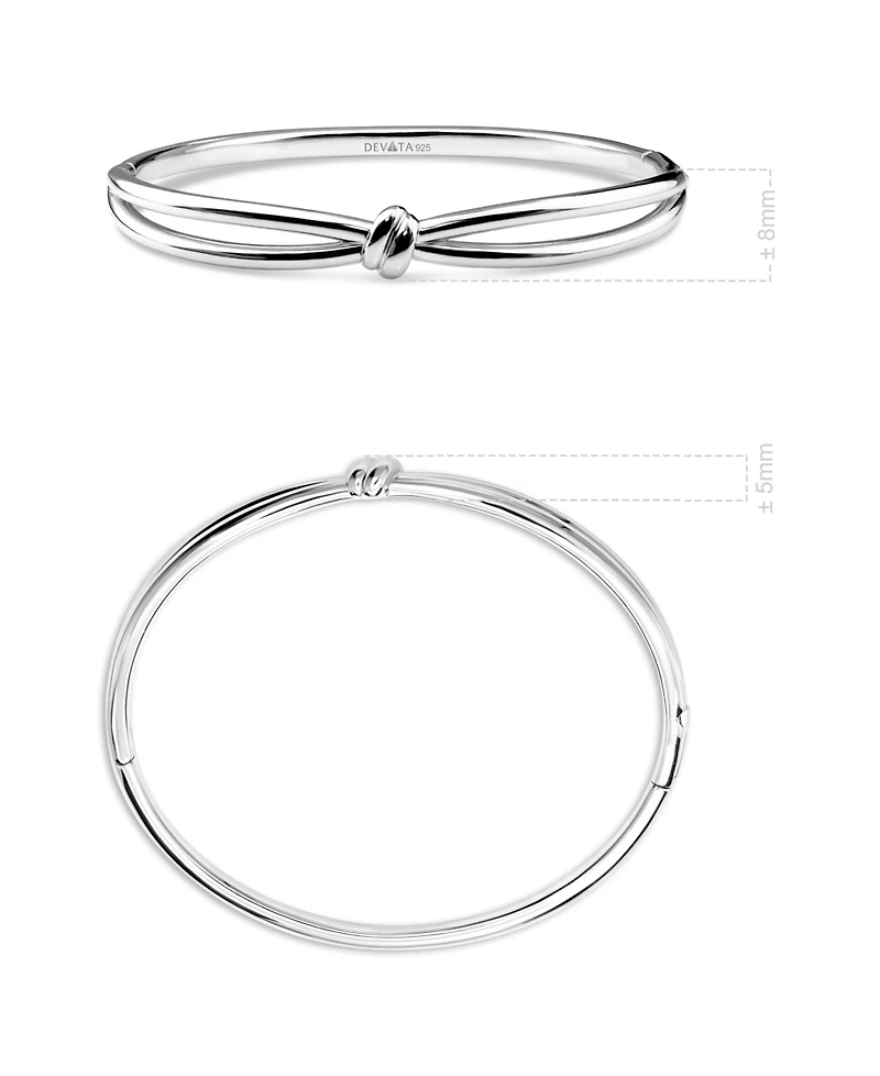 Devata Love Knot Bangle Bracelet in Rhodium Plated Sterling , Size