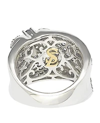 Suzy Levian Sterling Silver Sapphire & Created White Sapphire Floral Ring