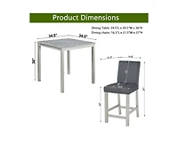 Casainc 5-Piece Silver Grey Counter Height Crystal Accent Dining Set with Square Wood Table and 4 Upholstered Chairs