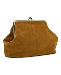 Patricia Nash Vivienne Suede Kisslock Frame Leather Crossbody Bag