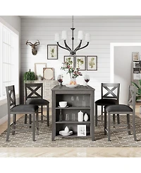 Casainc 5-Piece Counter Height Dining Set with 4 Chairs