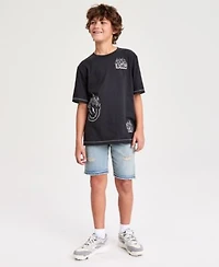 Levis Boys 8 20 On Fire Graphic Print T Shirt Unbasic 511 Slim Fit Denim Shorts