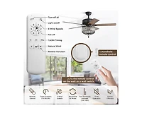 Sofucor 52-inch Modern Country-Style Black 5-Blade Flush Mount with Black Trim,and Equipped with Remote Control and Timer Functions