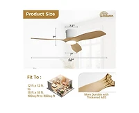 Sofucor 52-inch Modern Minimalist 3-Blade Flush Mount with Remote Control,Supporting Mobile Device Connection and Voice Function