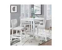 sumyeg 5-Piece Counter Height Dining Set with Crystal Accent Square Wood Table and 4 Upholstered Chairs
