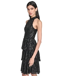 Eliza J Women's Petite Mock Neck Halter Tiered Dress