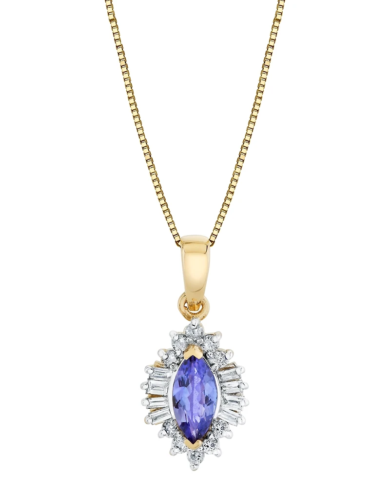 Macy's Tanzanite (5/8 ct. t.w.) & Diamond (1/4 ct. t.w.) Pendant Necklace in 10k Yellow Gold