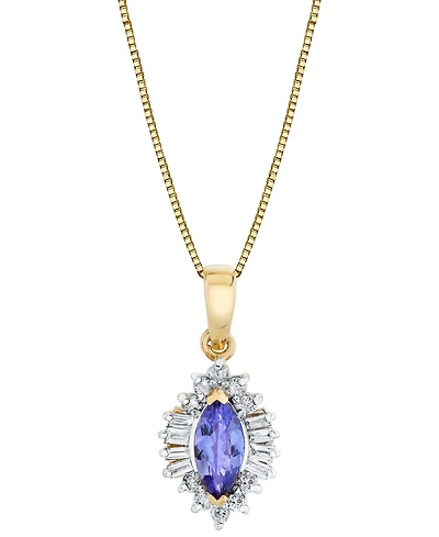 Macy's Tanzanite (5/8 ct. t.w.) & Diamond (1/4 ct. t.w.) Pendant Necklace in 10k Yellow Gold