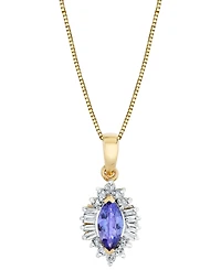 Macy's Tanzanite (5/8 ct. t.w.) & Diamond (1/4 ct. t.w.) Pendant Necklace in 10k Yellow Gold