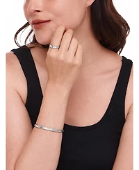 Devata Lined Band Ring in Rhodium Plated Sterling Silver