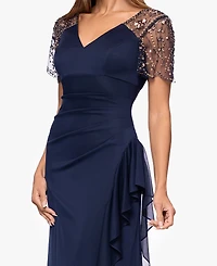 Xscape Women's Beaded V-Neck Dress